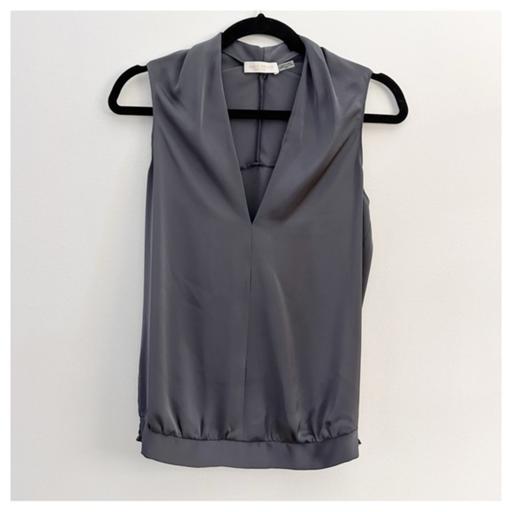 Ramy Brook sleeveless silky top size‎ P Gun Metal Grey